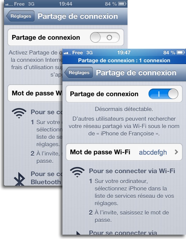 partage de connexion iPhone