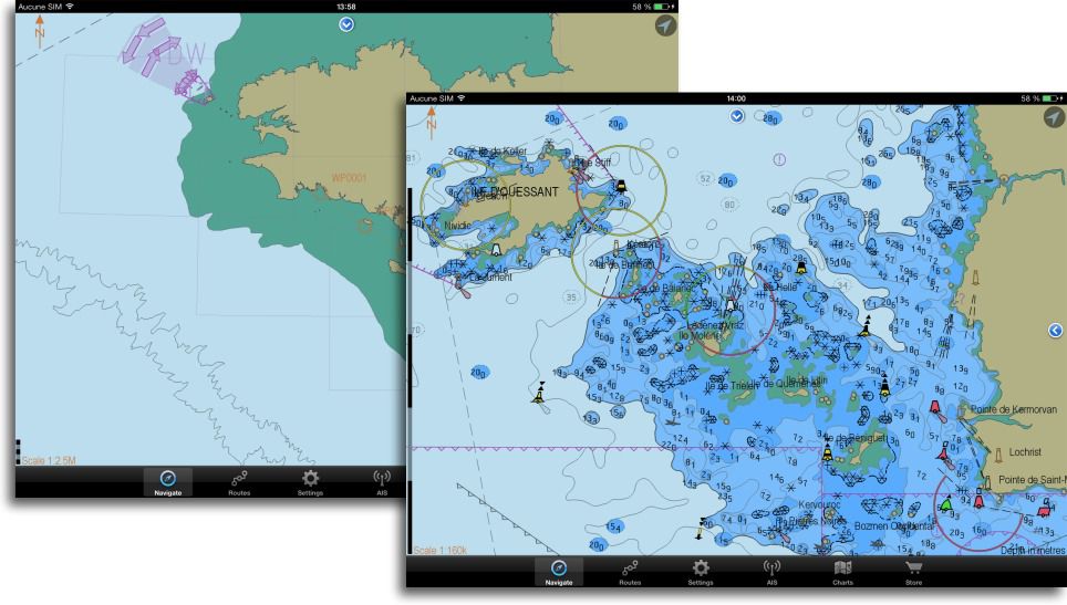 Cartes S63 téléchargées depuis le site web ChartWorld